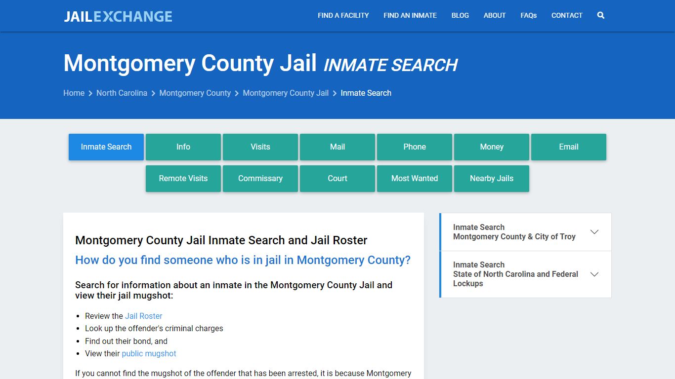Montgomery County Jail Inmate Search - Jail Exchange