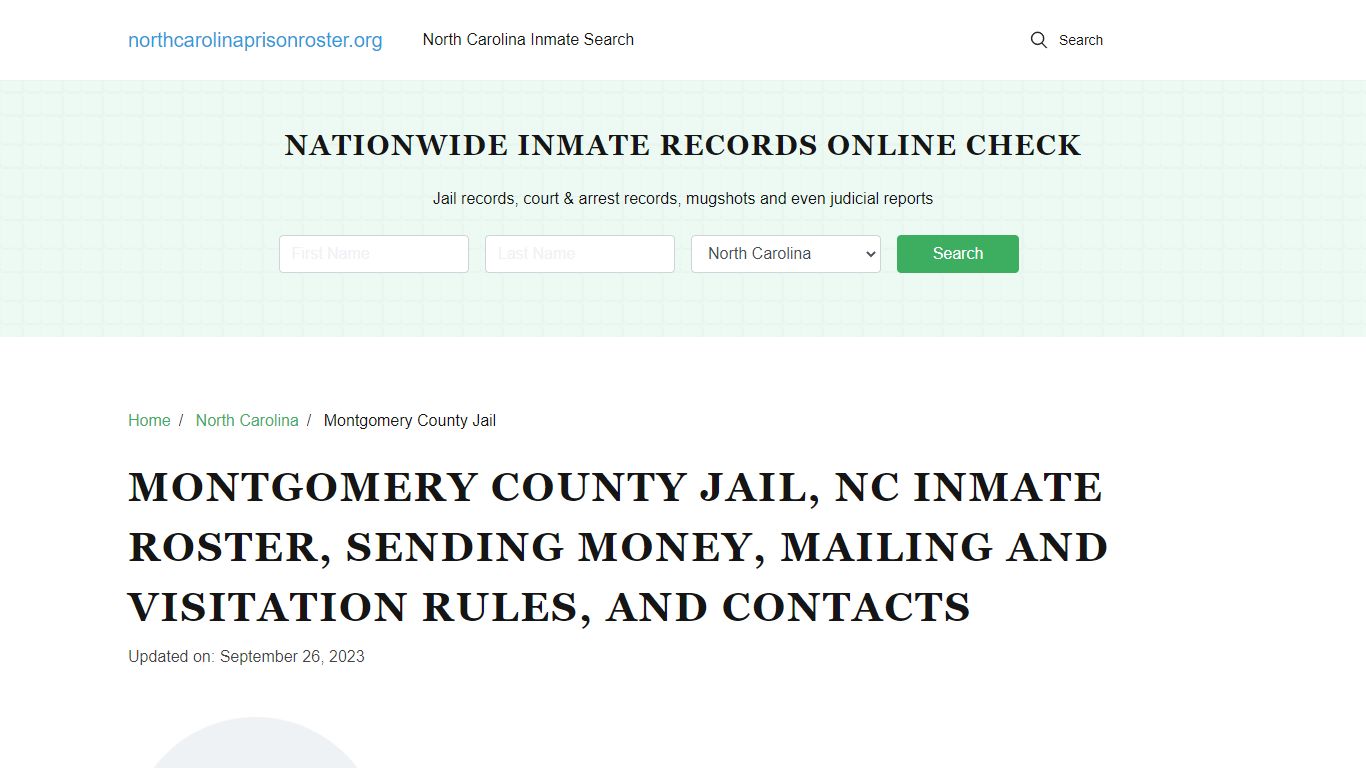 Montgomery County Jail, NC: Offender Search, Visitations & Contact Info